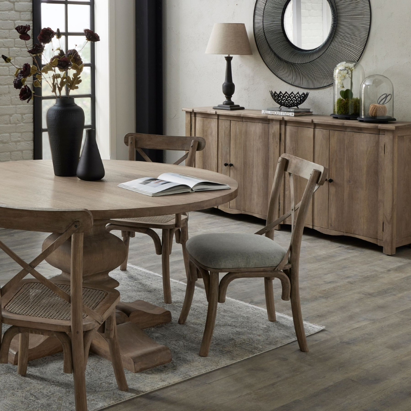 Handcrafted hard wood
Washed, bleached wood finish
French style with contemporary touches