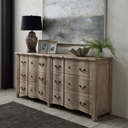 Handcrafted hard wood
Washed, bleached wood finish
French style with contemporary touches