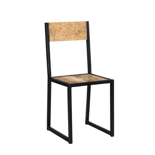 Industrial Metal & Wood Dining Chair (Sold In Pairs)