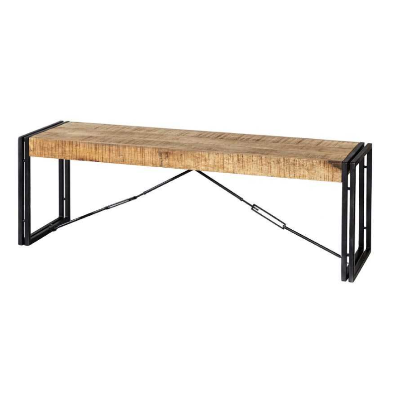 Industrial Metal & Wood Bench