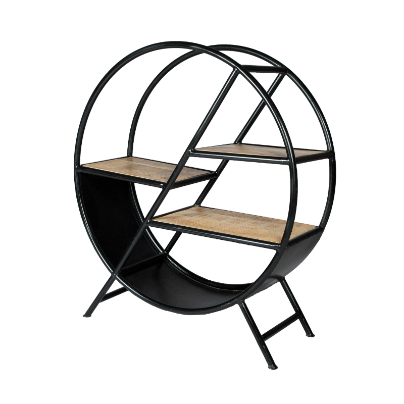 Industrial Round Open Bookcase