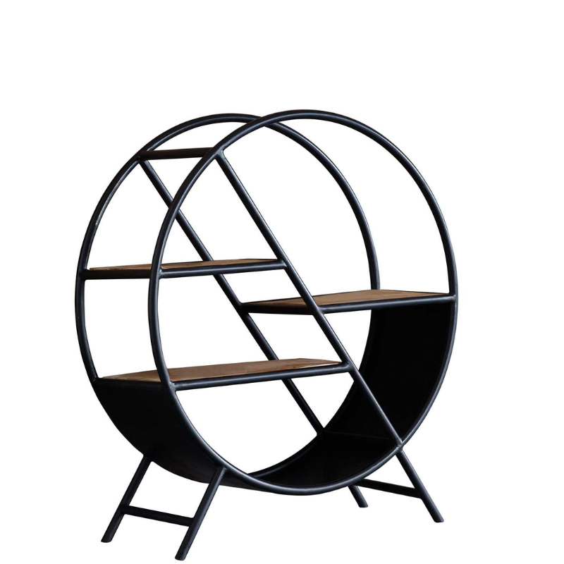 Industrial Round Open Bookcase