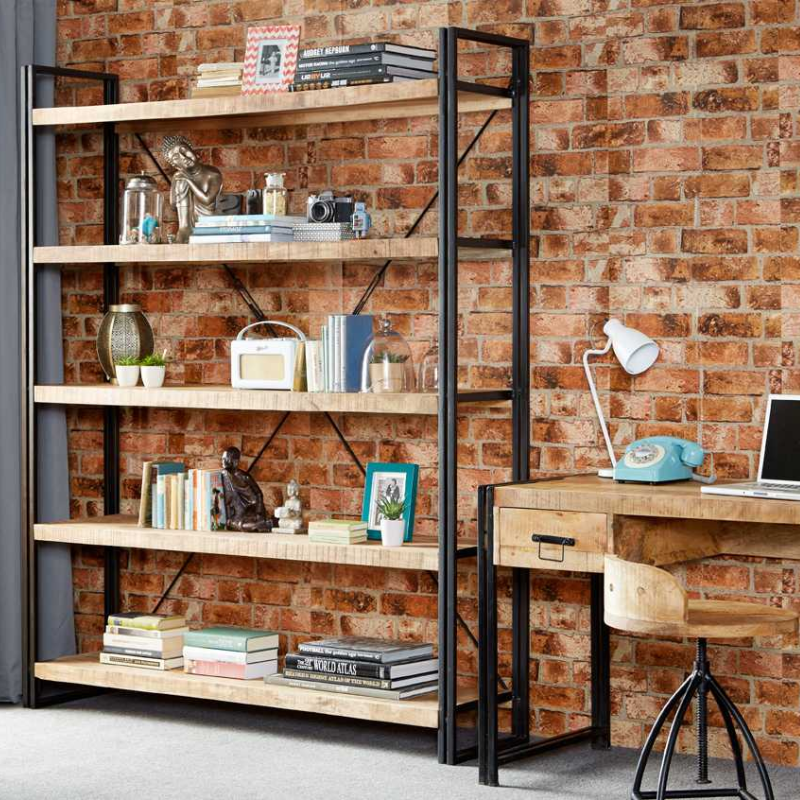 Industrial Vintage Style Large Open Bookcase