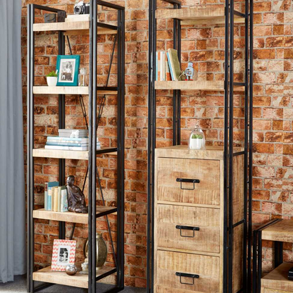 Industrial Vintage Style Narrow Open Bookcase