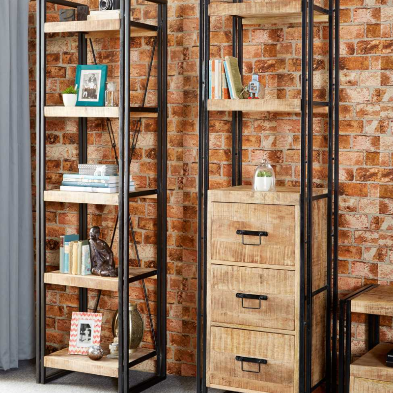 Industrial Vintage Style Narrow Bookcase