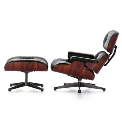 Lounge Chair & Free Ottoman, 100% Real Leather - HOMEBELLA