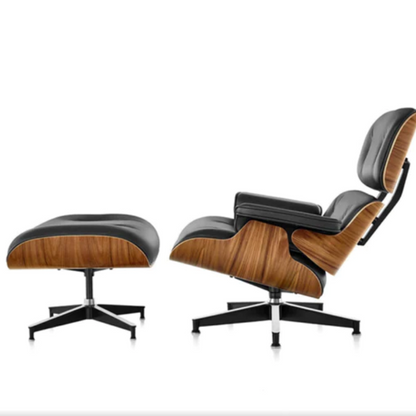 Lounge Chair & Free Ottoman, 100% Real Leather - HOMEBELLA