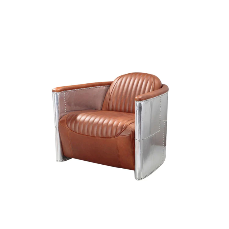 The Vintage Aviator Pilot Sofa Armchair in Black/Brown Real Leather is a stunning piece of furniture that exudes timeless elegance and captures the essence of classic aviation design. This armchair is a perfect blend of style and comfort, making it an ideal addition to any living space or office.