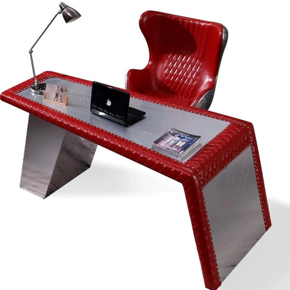 Aviator Office Desk with Brazilian Leather