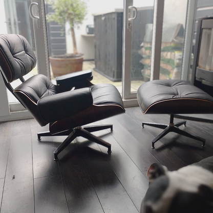 Lounge Chair & Free Ottoman, 100% Real Leather
