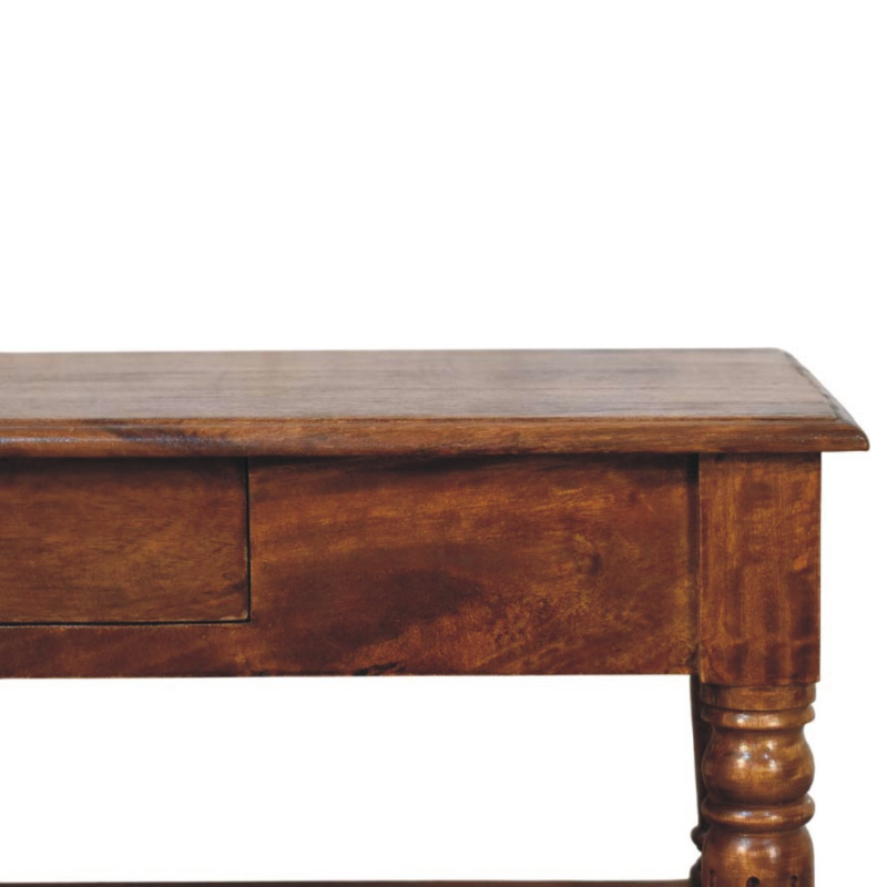 Turned Legs Chestnut 2 Drawer Coffee Table - HOMEBELLA