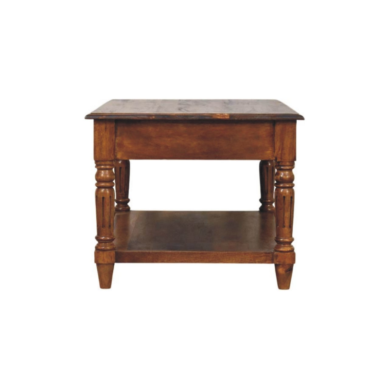 Turned Legs Chestnut 2 Drawer Coffee Table - HOMEBELLA
