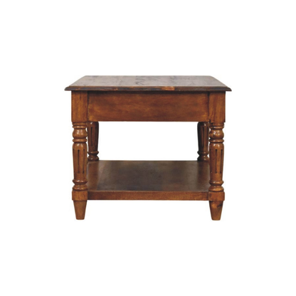 Turned Legs Chestnut 2 Drawer Coffee Table - HOMEBELLA