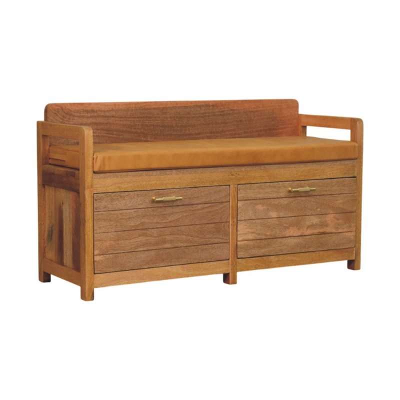Oxford Oak-ish 2 Drawer Storage Bench - HOMEBELLA