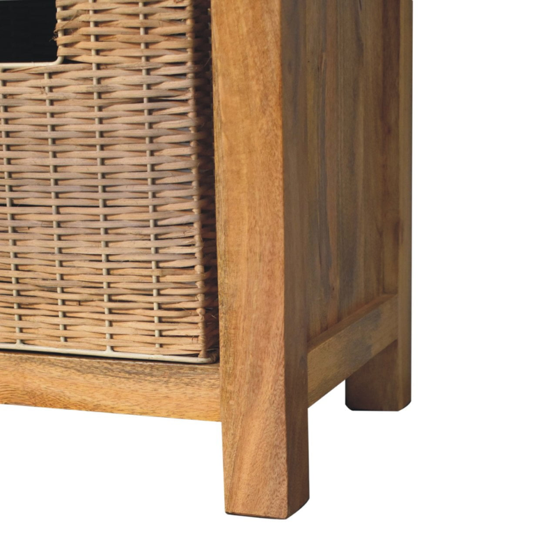 Rattan Basket Linen Bench - HOMEBELLA