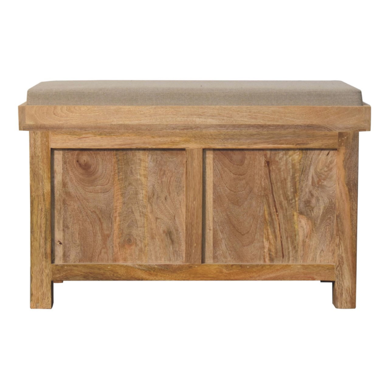 Rattan Basket Linen Bench - HOMEBELLA
