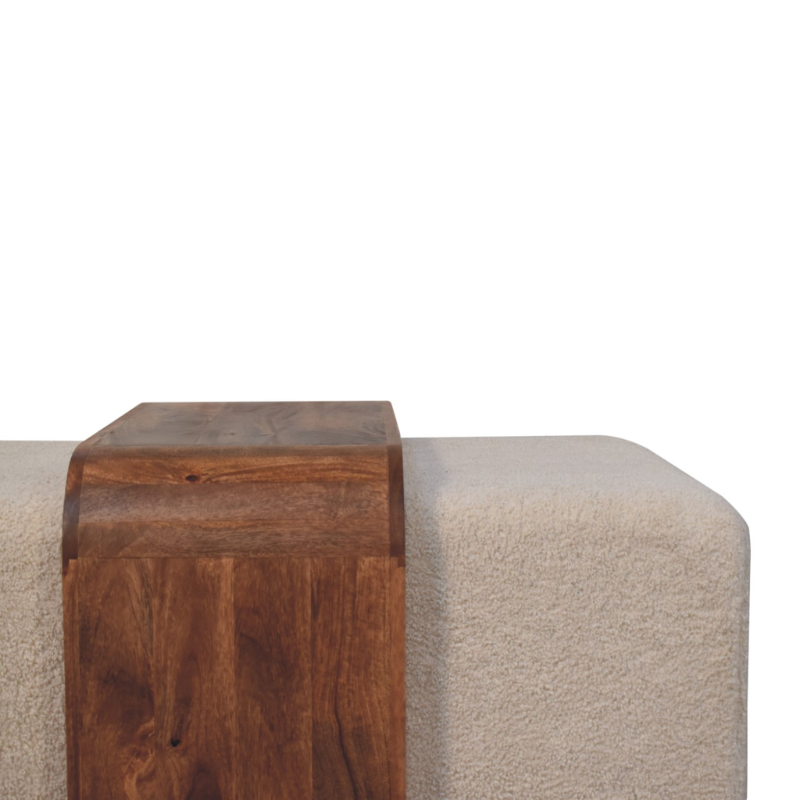 Arden Bench Duo – Solid Mango Wood & Bouclé Luxury Seating - HOMEBELLA