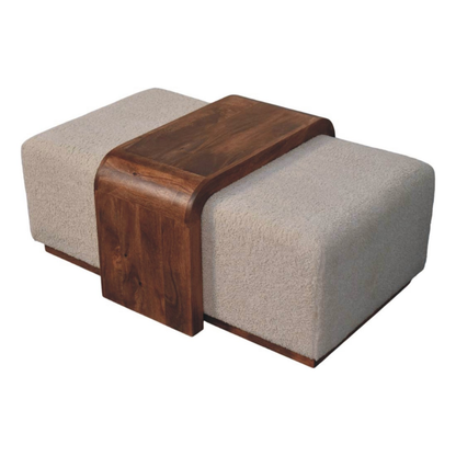 Arden Bench Duo – Solid Mango Wood & Bouclé Luxury Seating - HOMEBELLA