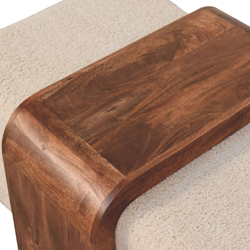 Arden Bench Duo – Solid Mango Wood & Bouclé Luxury Seating - HOMEBELLA