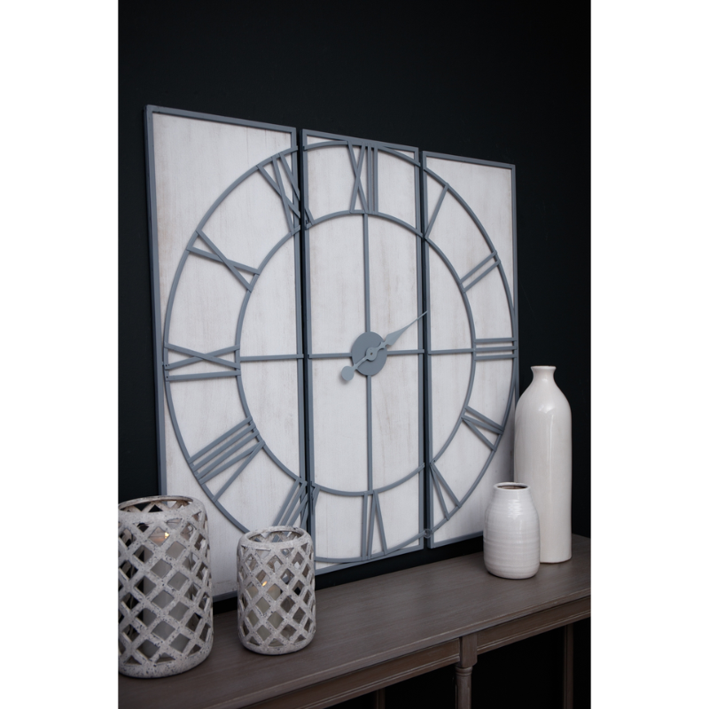 Panelled Wall Clock – 60cm Modern Multi-Panel Statement Clock - HOMEBELLA