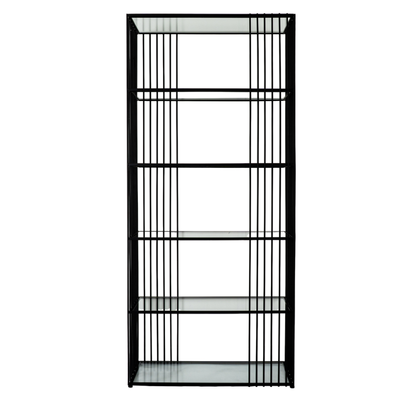 Alto Luxe Vertical Glass Display Unit – Modern Metal Shelving