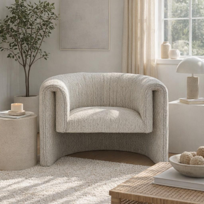 Avia Cloud Mist Textured Armchair – Modern Upholstered Accent Chair