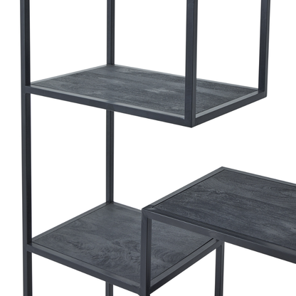 Noir Arc Seven-Tier Display Shelving Unit – Large Black Industrial Shelf