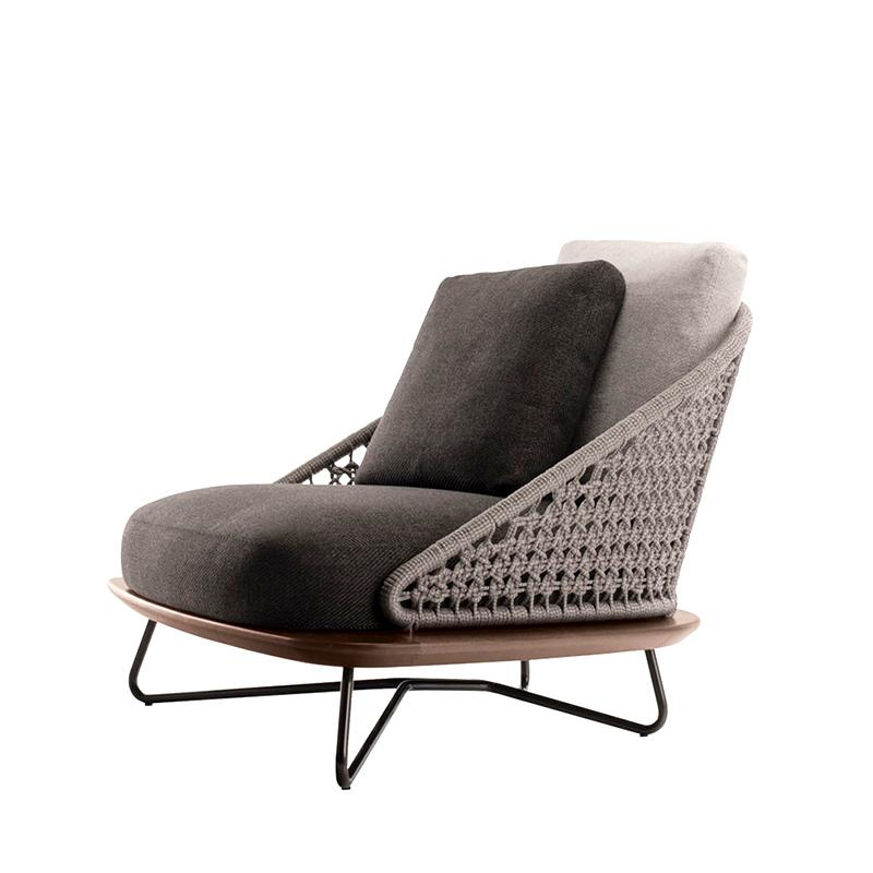 Designer Style Rattan Single Armchair/Grey