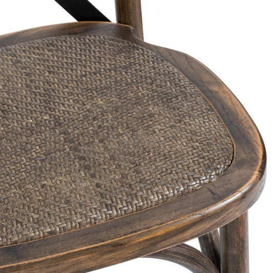 Introducing the Elm Cross Back Dining Chair, designed with both practicality and comfort at its core. Crafted from durable Elm wood, this chair boasts a sturdy cross-back design for enhanced support, while the black metal frame introduces a subtle industrial touch. The rush seat is not only stylish but also ensures long-lasting comfort, making this chair an ideal choice for both home dining and commercial use. Its blend of timeless aesthetics and robust construction makes it a versatile addition to any sett