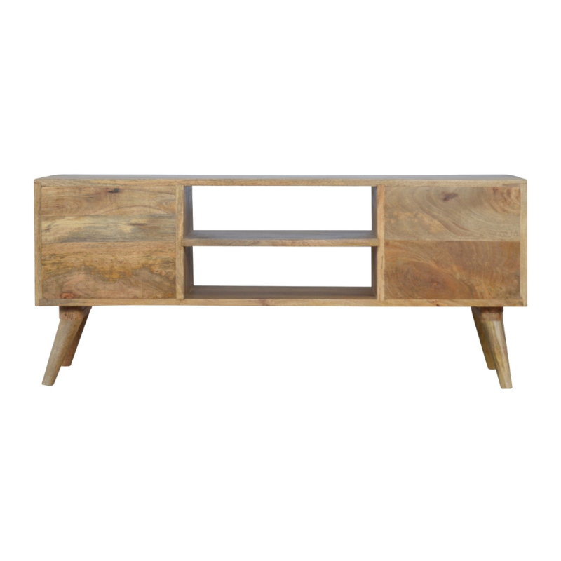 Grey Hand Painted Entertainment Unit-100% Solid Mango Wood