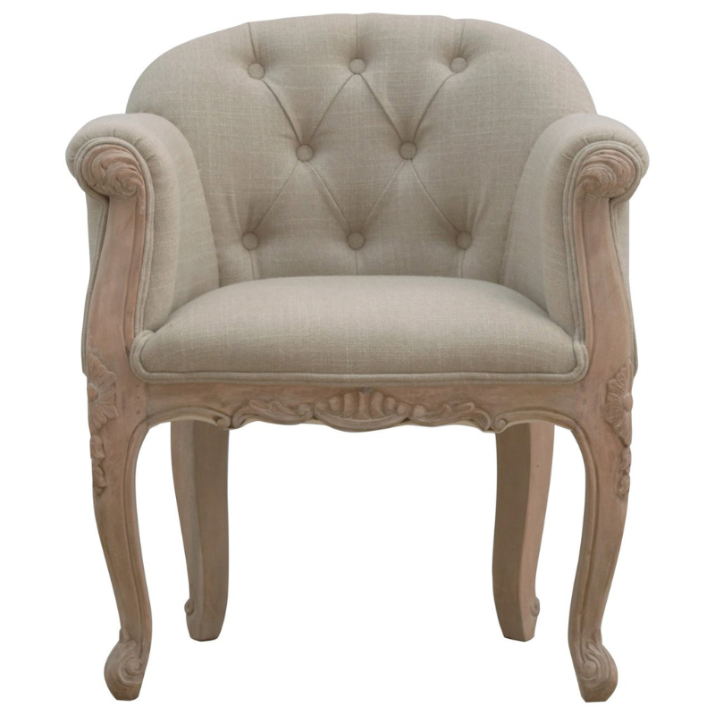 French Style Deep Button Chair- 4 French-Styled Cabriolet Legs