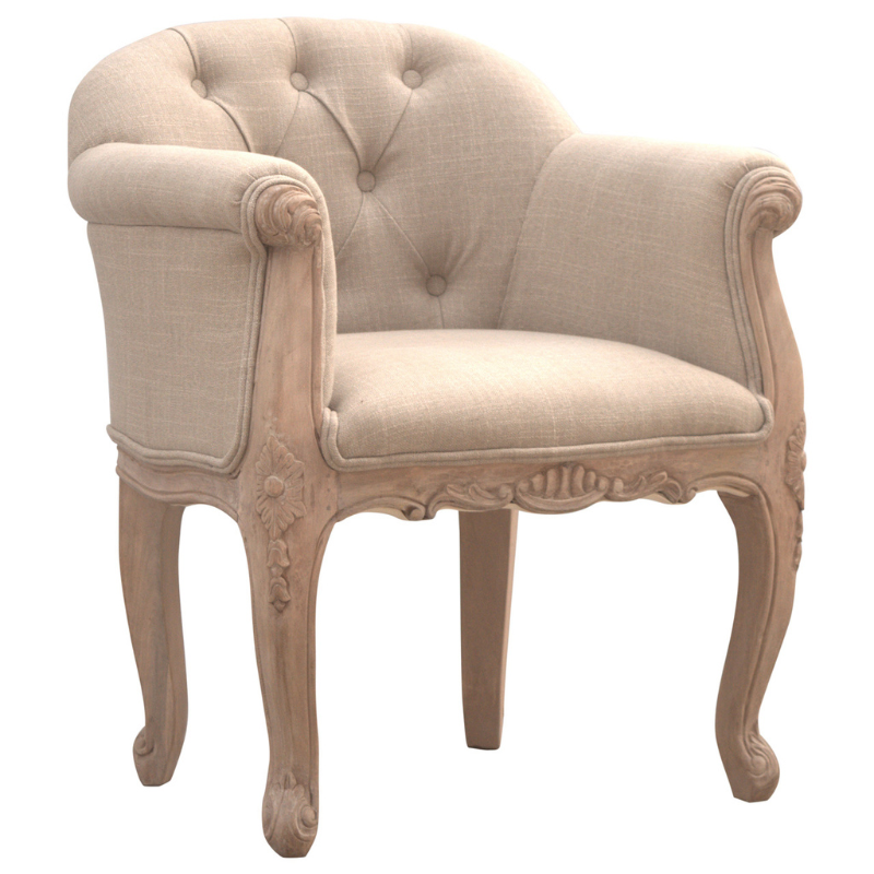 French Style Deep Button Chair- 4 French-Styled Cabriolet Legs