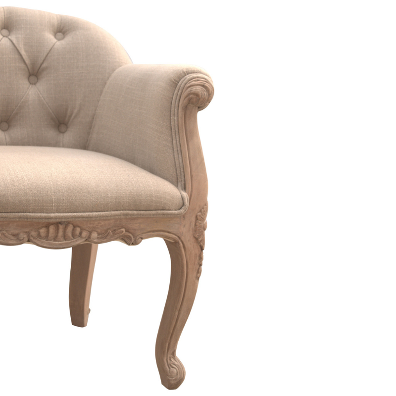 French Style Deep Button Chair- 4 French-Styled Cabriolet Legs