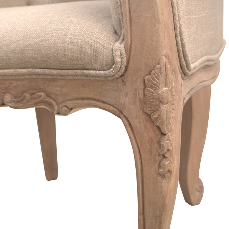 French Style Deep Button Chair- 4 French-Styled Cabriolet Legs