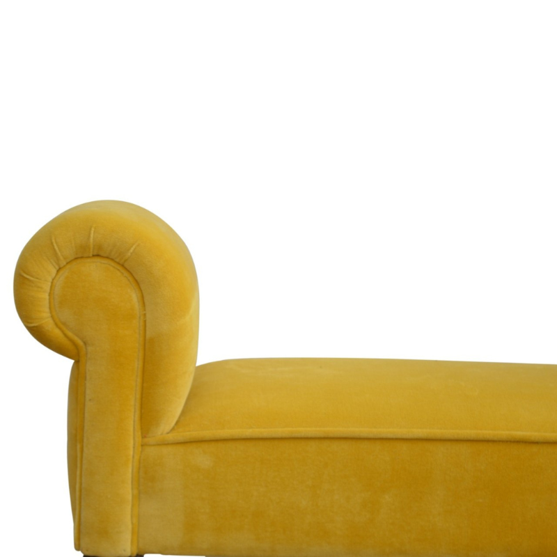 This lovely bench is ideal for a hallway, end of the bed, or simply any living area in your home which is also ideal for extra seating.  In an amazing mustard yellow cotton velvet featuring turned legs constructed from 100% solid mango wood in a walnut finish. This bench will add a pop of colour to any room and serve handy all over the home, available in many different colours.