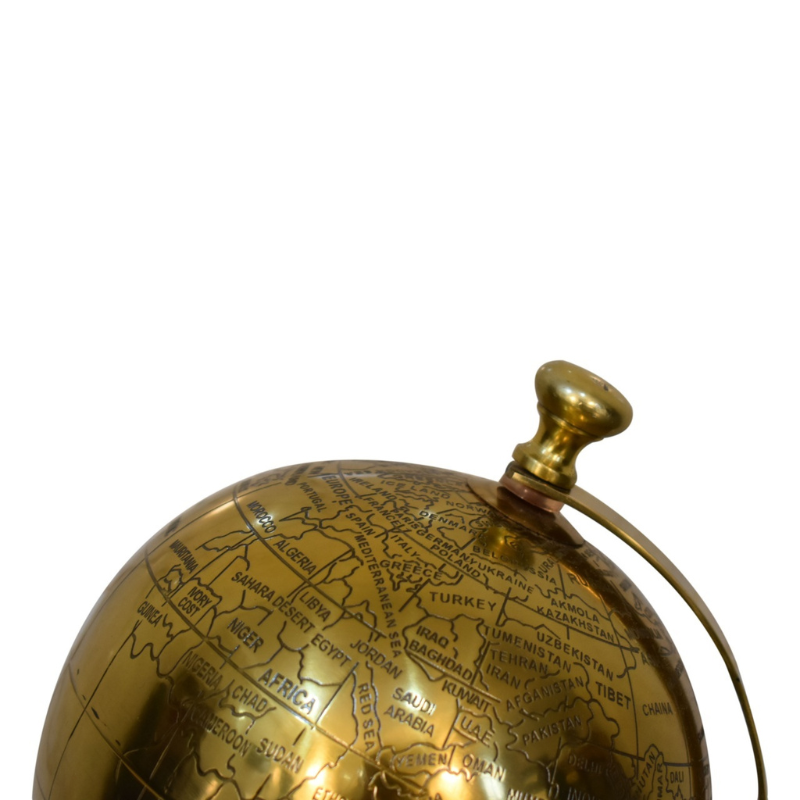 An opulent and stylish piece of decor for your home, this Decorative Metallic Gold Globe on Stand is sure to cut an impressive figure in almost any room. Highly detailed and crafted in a luxurious gold tone, this globe will look beautiful on accent tables or on the floor, helping you to decorate in style.  This product is handcrafted individually and as every piece is unique please do expect variations in finish, texture, size and should not be considered as a defect.