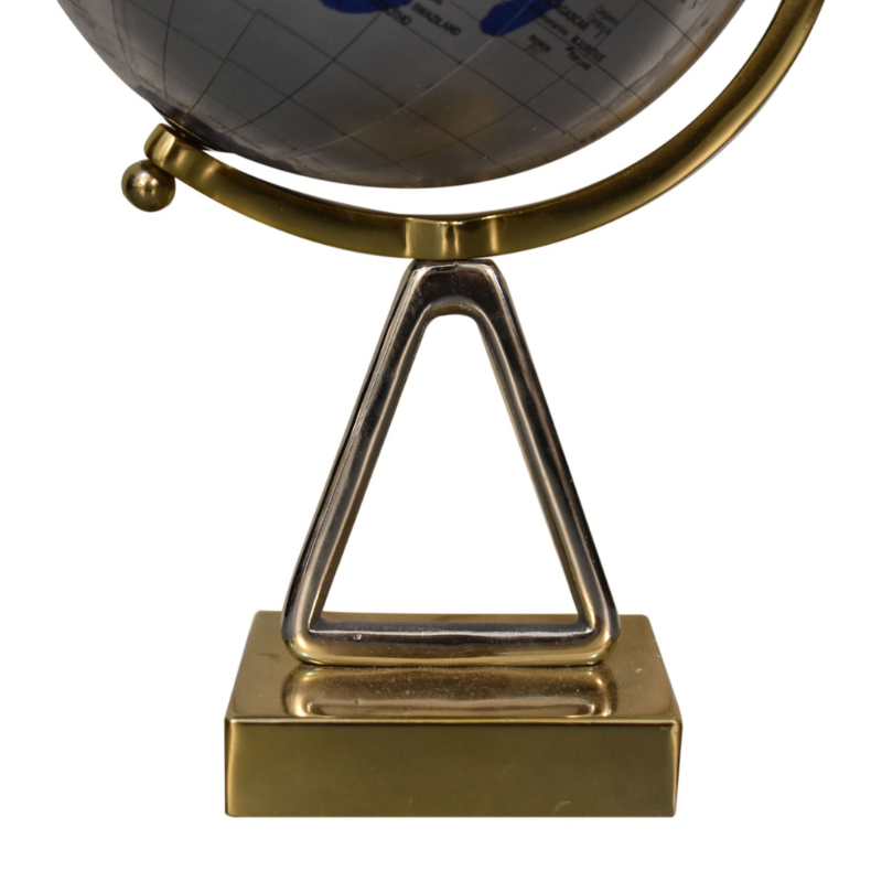 An opulent and stylish piece of decor for your home, this Decorative Blue and Silver Globe is paired beautifully with a Gold and silver mixed frame to cut an impressive figure in almost any room.  Highly detailed, this globe will look beautiful on accent tables or on the floor, helping you to decorate in style. This product is handcrafted individually and as every piece is unique please do expect variations in finish, texture, size and should not be considered as a defect.