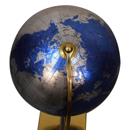 An opulent and stylish piece of decor for your home, this Decorative Blue and Silver Globe is paired beautifully with a Gold and silver mixed frame to cut an impressive figure in almost any room.  Highly detailed, this globe will look beautiful on accent tables or on the floor, helping you to decorate in style. This product is handcrafted individually and as every piece is unique please do expect variations in finish, texture, size and should not be considered as a defect.