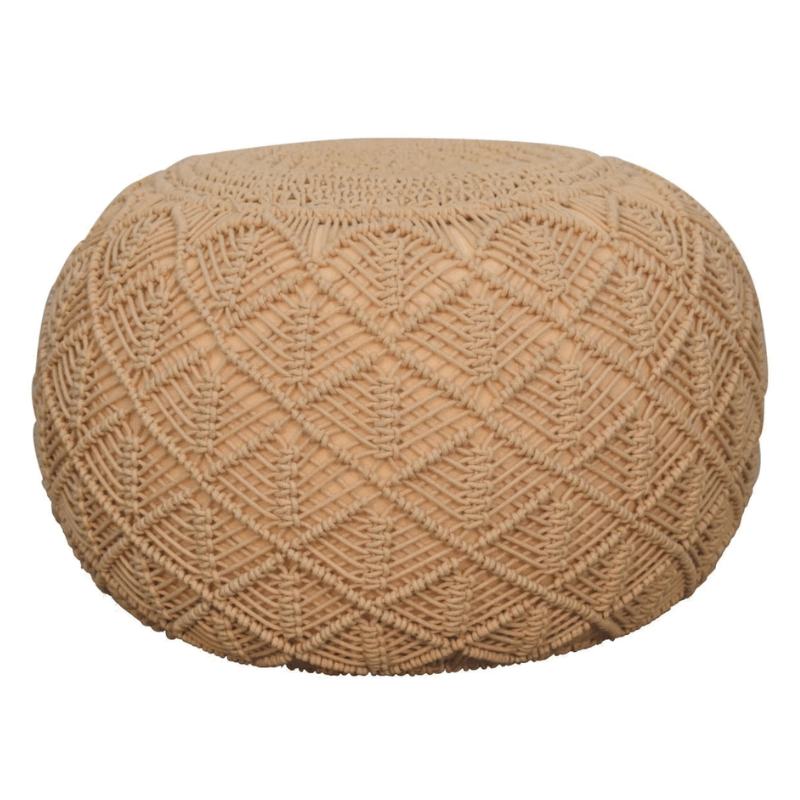 This chunky fashionable pouffe is hand knitted in a lush mustard colour. Being a multifunctional piece you can use this pouffe as an occasional seat, stylish foot stools or comfortable floor cushions in your living room, bedroom or nursery.