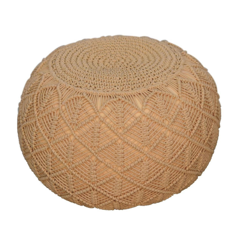 This chunky fashionable pouffe is hand knitted in a lush mustard colour. Being a multifunctional piece you can use this pouffe as an occasional seat, stylish foot stools or comfortable floor cushions in your living room, bedroom or nursery.