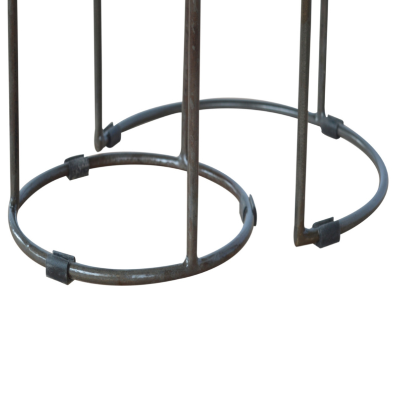 Round Stool Set of 2 with Iron Base - HOMEBELLA