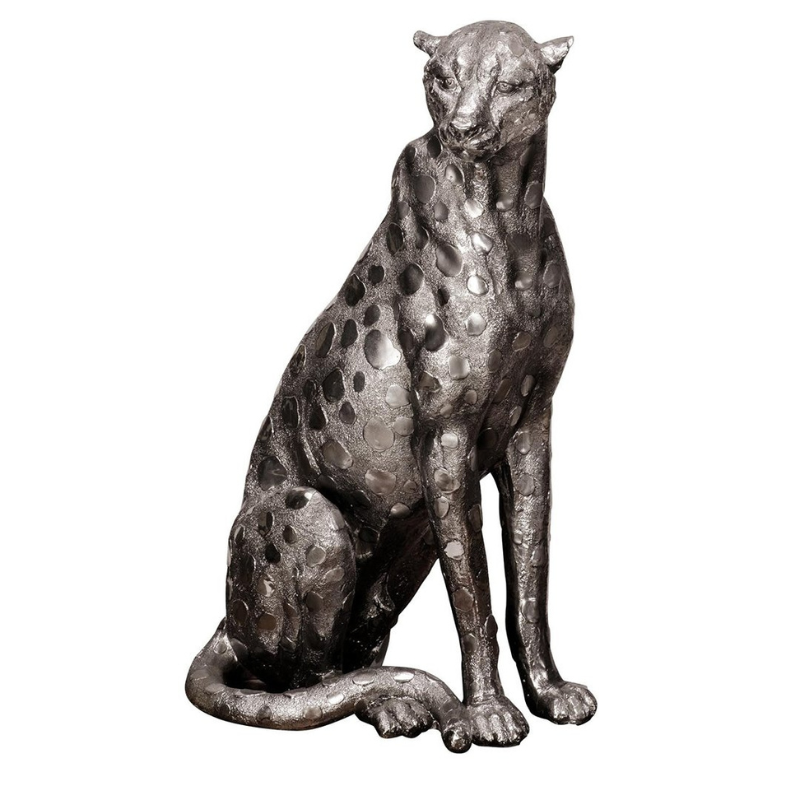 This silver brushed cheetah figurine will make the perfect gift or home decor accessory, it is a beautiful and eye-catching piece and can be displayed anywhere in the home.  All of our metal products are intricately finished to a very high standard and make the perfect finishing touches for the home.