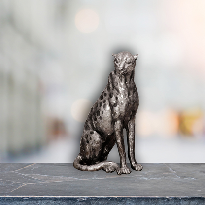 This silver brushed cheetah figurine will make the perfect gift or home decor accessory, it is a beautiful and eye-catching piece and can be displayed anywhere in the home.  All of our metal products are intricately finished to a very high standard and make the perfect finishing touches for the home.