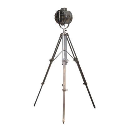 The trendy caged floor lamp is perfect for any style of home. It features 3 foldable tripod legs which have a natural finish paired with a complete chrome finish spotlight head making it the ultimate statement piece in any room of the home.  This product is handcrafted individually and as every piece is unique please do expect variations in finish, texture, size and should not be considered as a defect.