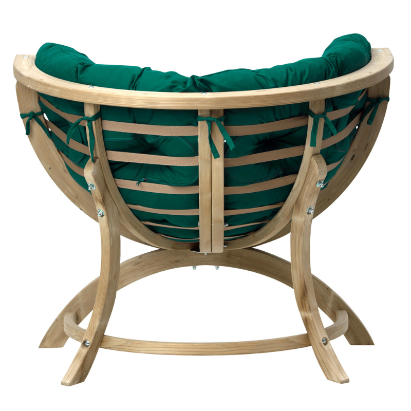 Because: It perfectly compliments the Globo Swing Chairs or looks elegant on it's own. It is suitable for indoor or outdoor use. It seats one adult comfortably and comes with a large, soft upholstered washable cushion.