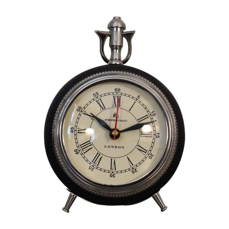 This handsome alarm clock is inspired by Art Deco design with its large numerals, metal bezel and matching hands, and housed in a convex glass lens. Display this piece beautifully on your bedside.