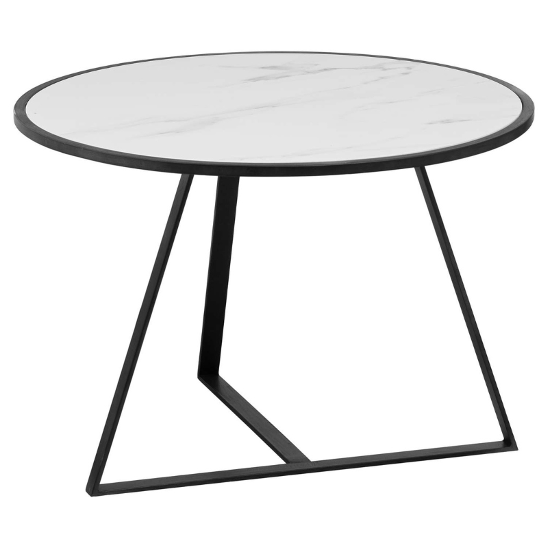 A Grey And Marble Low Side Coffee Table utilising an on-trend combination of materials with a striking angular design that will provide an eye-catching addition to a variety of spaces. This item's hardwearing circular white marble top is inset into its beautifully contrasting steel grey frame.  Equally suited to use as a coffee table as side table thanks to its pleasing proportions, this item is a great all-rounder that can be used to create a contemporary feel wherever it is placed.