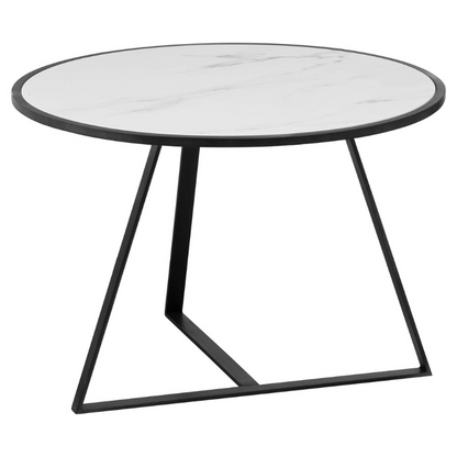 A Grey And Marble Low Side Coffee Table utilising an on-trend combination of materials with a striking angular design that will provide an eye-catching addition to a variety of spaces. This item's hardwearing circular white marble top is inset into its beautifully contrasting steel grey frame.  Equally suited to use as a coffee table as side table thanks to its pleasing proportions, this item is a great all-rounder that can be used to create a contemporary feel wherever it is placed.