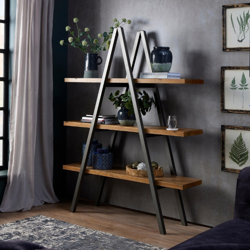 The combination of raw and organic textures of a solid pine body and cast iron accents has been used in the Draftsman Collection. This is the Draftsman Collection Display Shelf which is 180cm high, 140cm wide and 40cm deep with 3 large shelves making it a versatile and attractive display unit.