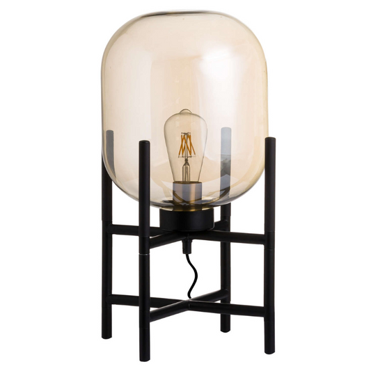 This is the Vintage Industrial Glass Glow Lamp, featuring smoked glass and a strong and bold look, this table lamp is sure to bring a stylish industrial feel into any interior. The architectural metal base is complemented by the light diffusing smoked glass where the bulb will be placed. An eye-catching and stylish piece that will provide a style update wherever it is placed. larger version of this item available . E27 Screw Bulb